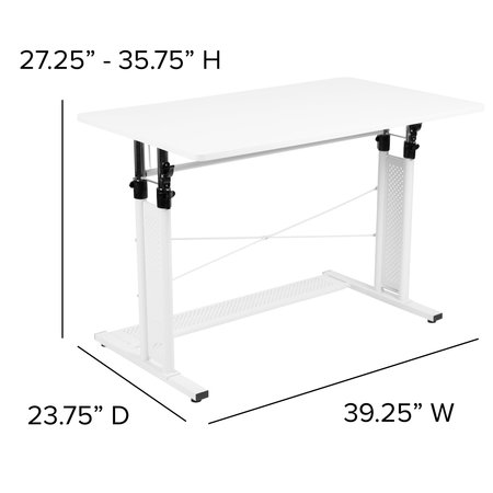 Flash Furniture White Adjustable Office Table NAN-JN-21908-WH-GG
